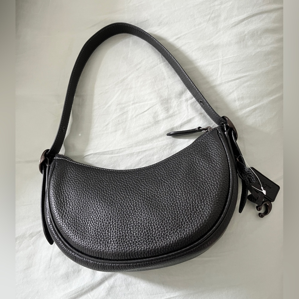 Coach Black Pebbled Leather LUNA  Shoulder Bag - Picture 3 of 16